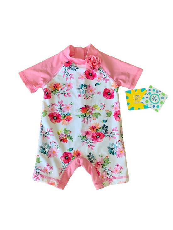 Little Me Other - LITTLE ME Baby Girls RashGuard Swimsuit 12 mos NEW Pink Floral Infant Girl NWT